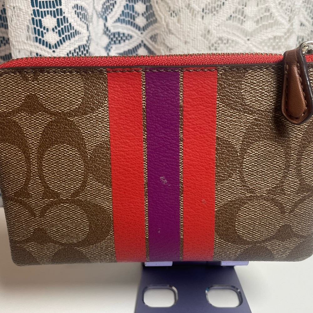 Coach Brown and Red Wristlet - Picture 4 of 14
